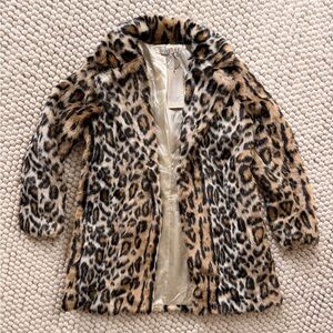 IVIVI Animal Print Faux Fur Jacket